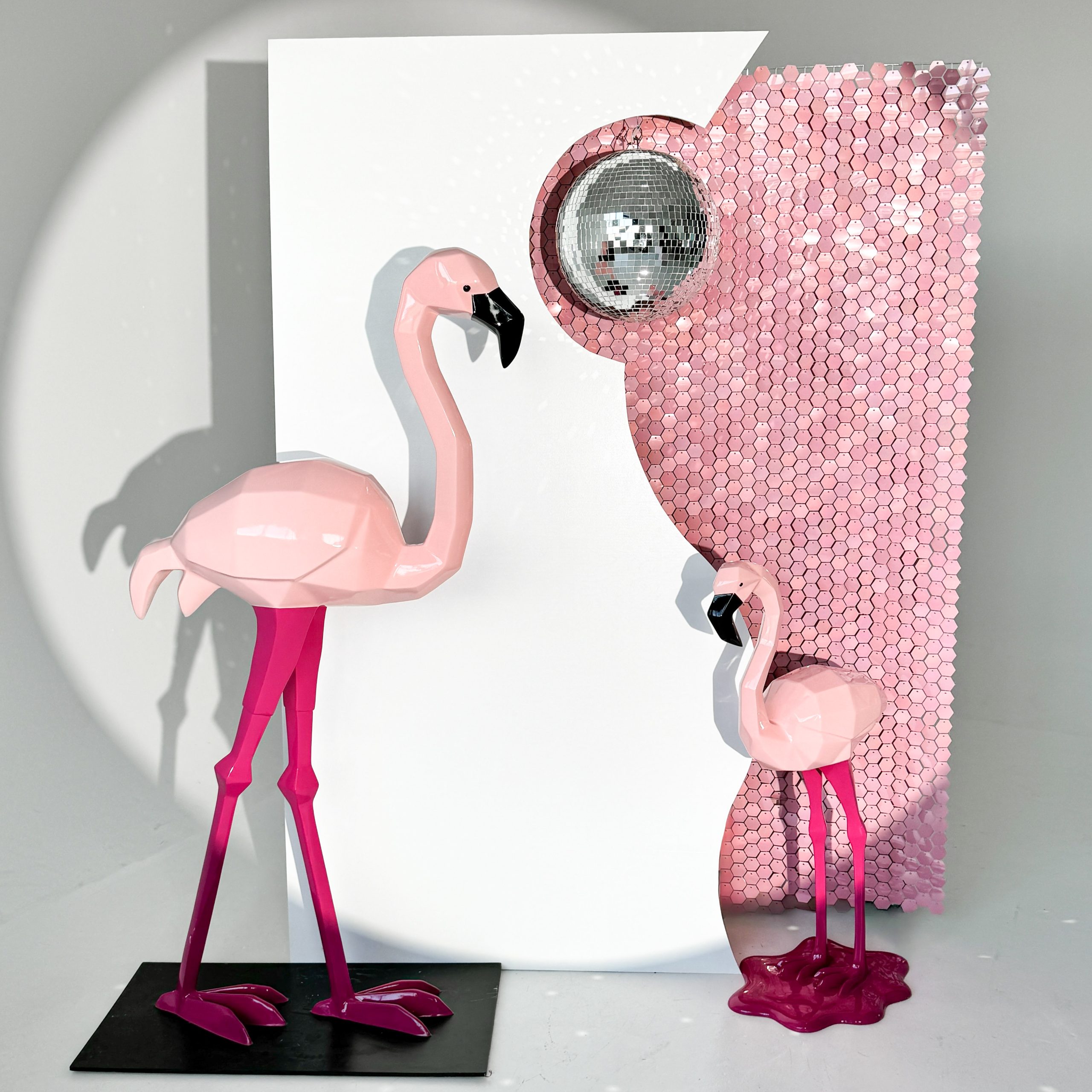 Foto sienos su flamingais nuoma